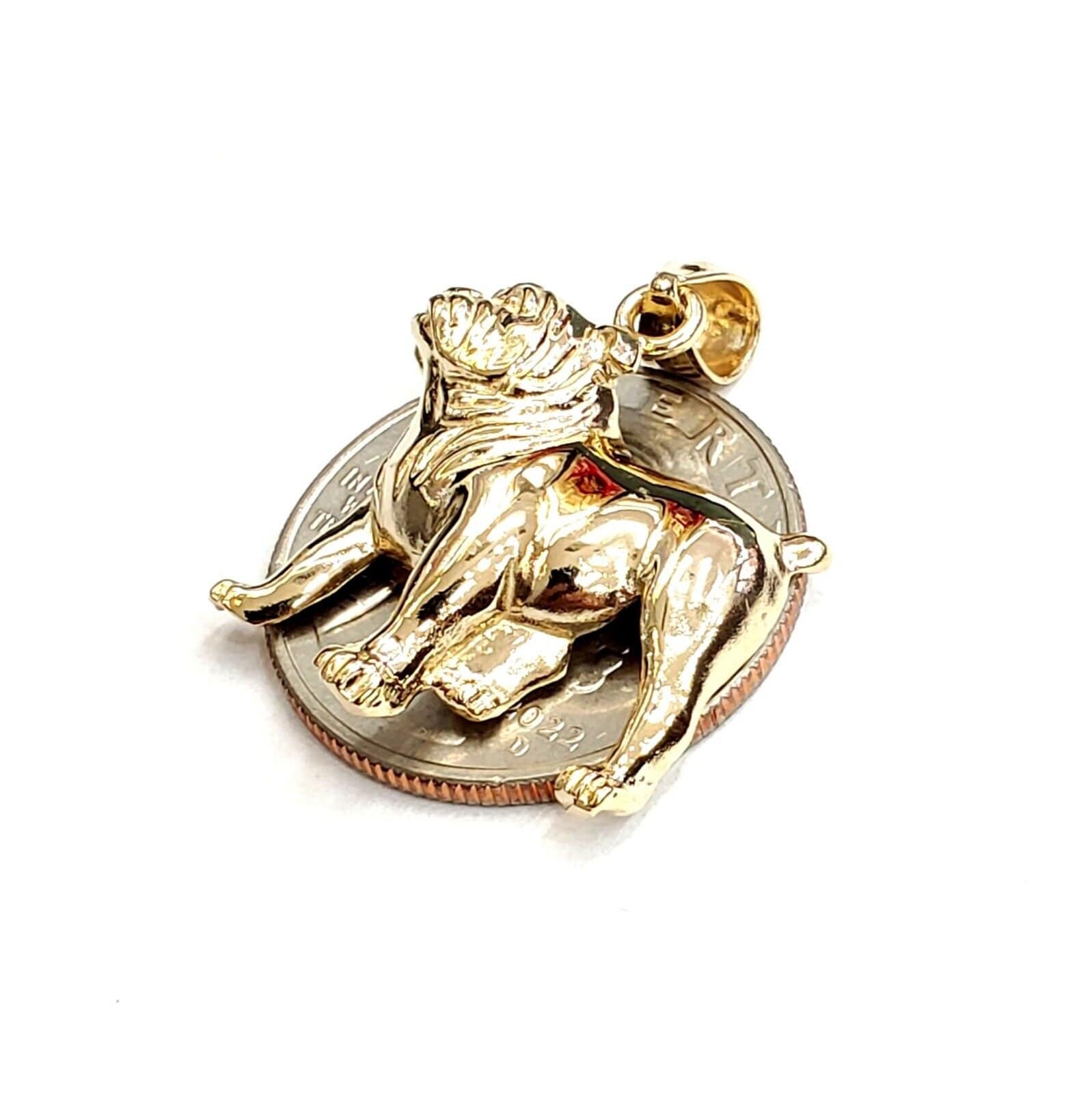 14k Yellow Gold Bulldog Full Body Pet Animal Pendant Charm Fine 