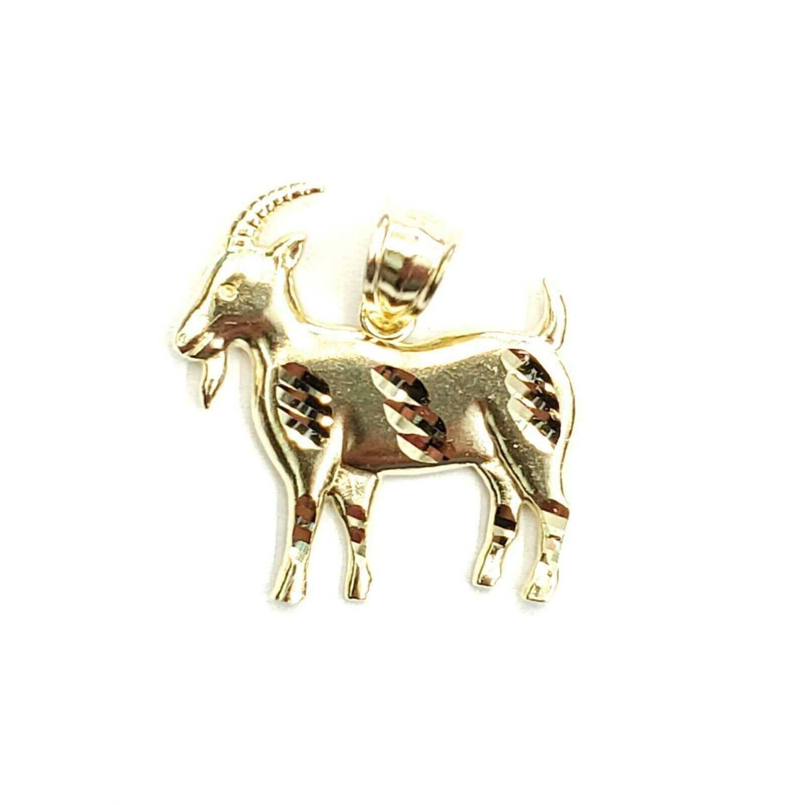 New 10k yellow Gold Goat Pendant charm diamond cut animal fine gift jewelry 1.5g