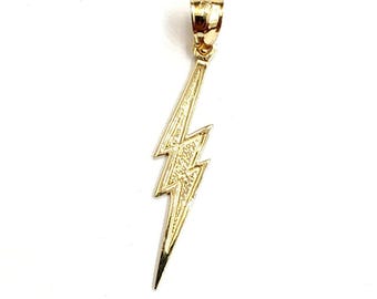 New 14k yellow gold lightning bolt pendant charm gift fine jewelry 0.6g