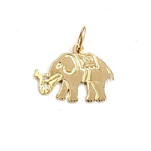 14k yellow Gold tiny elephant Pendant charm unisex good luck fine jewelry 0.8g