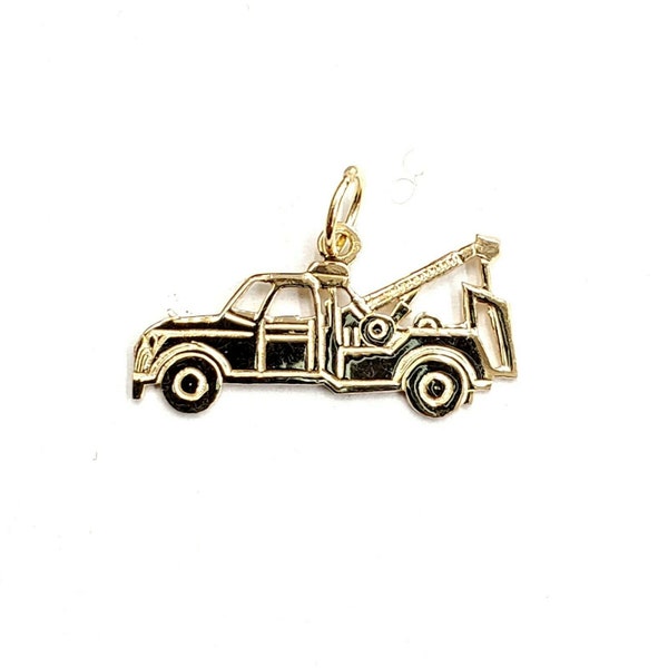 New 14k yellow Gold tow truck car Pendant charm gift fine jewelry 1g