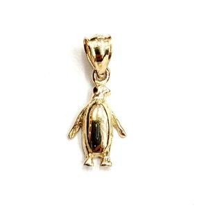 New 14k yellow Gold Tiny Penguin Bird Pendant charm gift fine jewelry 1g