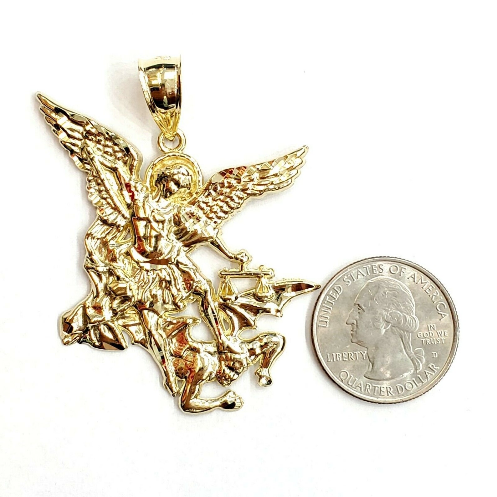 New 10k yellow gold saint Michael pendant charm fine religious Etsy