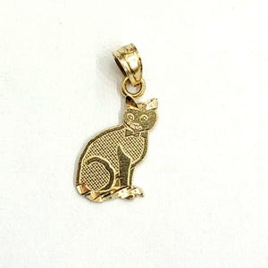 New 14k yellow Gold cat full body Pendant charm jewelry fine gift pet 0.8g