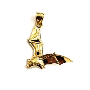 New 14k yellow gold 3D flying bat pendant charm gift fine jewelry polished 3.4g