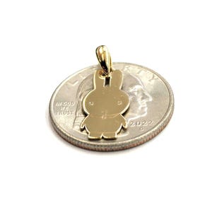 14k yellow Gold Miffy Rabbit Bunny animal Pendant charm Gift fine jewelry 1.1g image 4