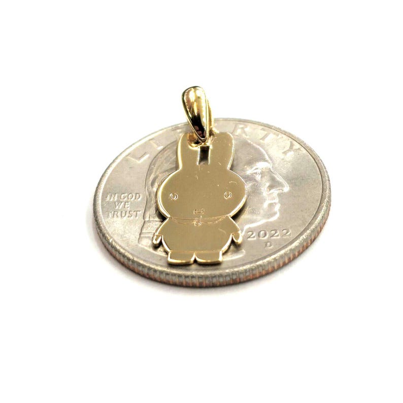 14k yellow Gold Miffy Rabbit Bunny animal Pendant charm Gift fine jewelry 1.1g image 4