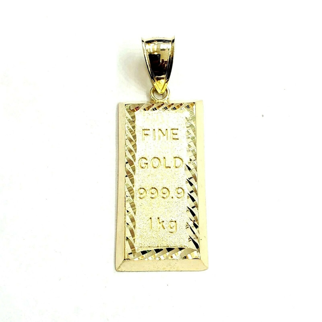 New 10k Yellow Gold Fine Gold Bar Brick Bar Pendant Charm