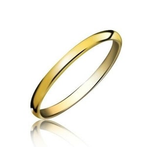 Men&#39;s Women&#39;s Solid 14K Yellow Gold Plain Wedding Ring Band jewelry 2MM Size 10