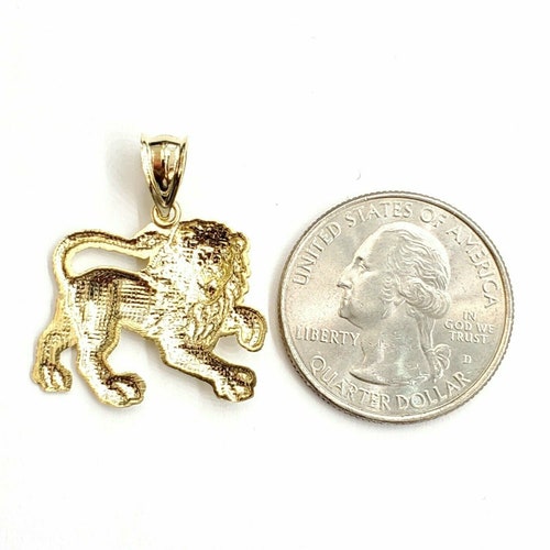 10k yellow Gold shops lion full body Leo zodiac Pendant charm gift fine jewelry 1.9g