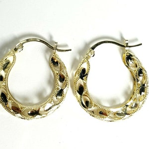 10K yellow Gold 0.72&quot; 3.5mm Turkish hoop Earrings Round fine jewelry 1.8g