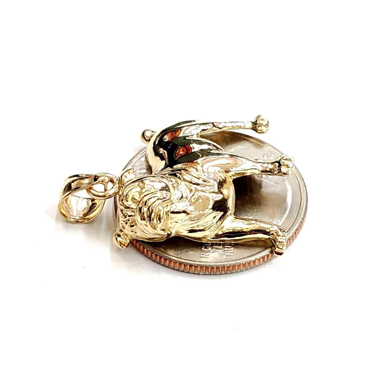 14k Yellow Gold Bulldog Full Body Pet Animal Pendant Charm Fine 