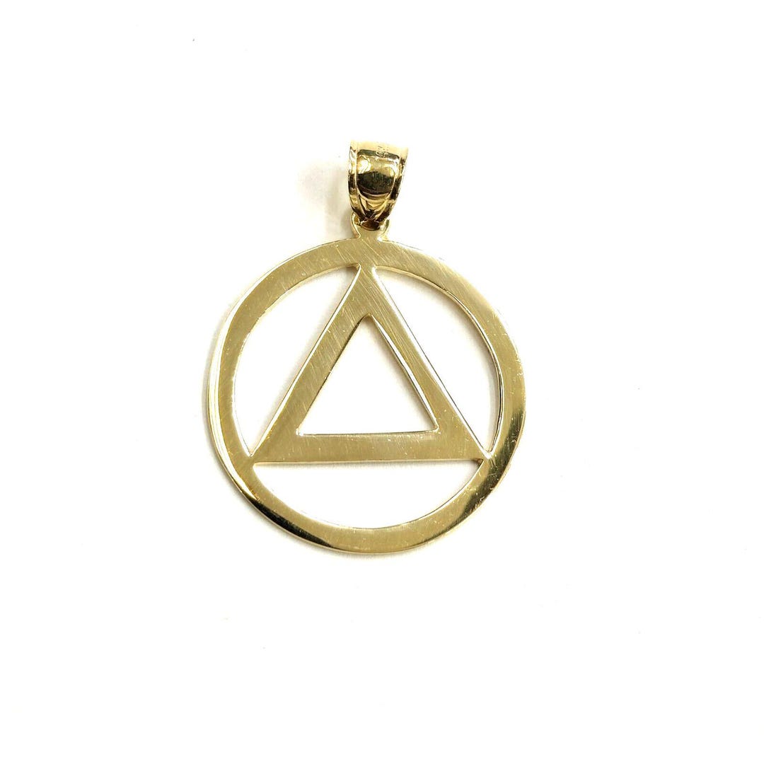 New 14k Yellow Gold Alcoholics Anonymous Circle Triangle AA Symbol ...
