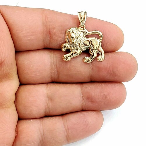10k yellow Gold shops lion full body Leo zodiac Pendant charm gift fine jewelry 1.9g