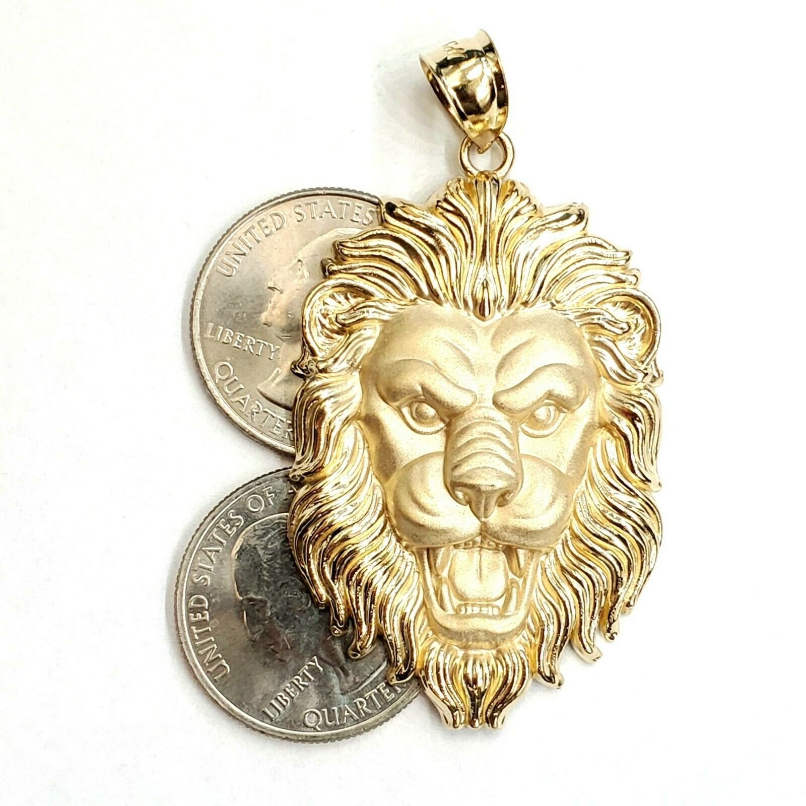 14k Yellow Solid Gold Lion Leo Head Face Zodiac Pendant Charm Etsy