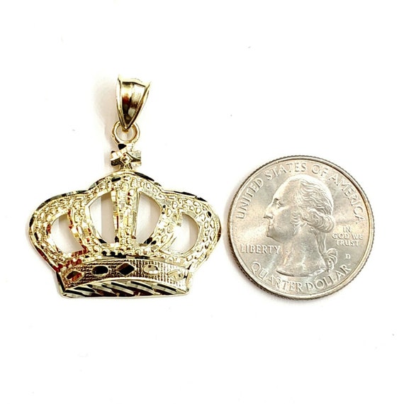 10k Yellow Gold Crown Pendant Charm 