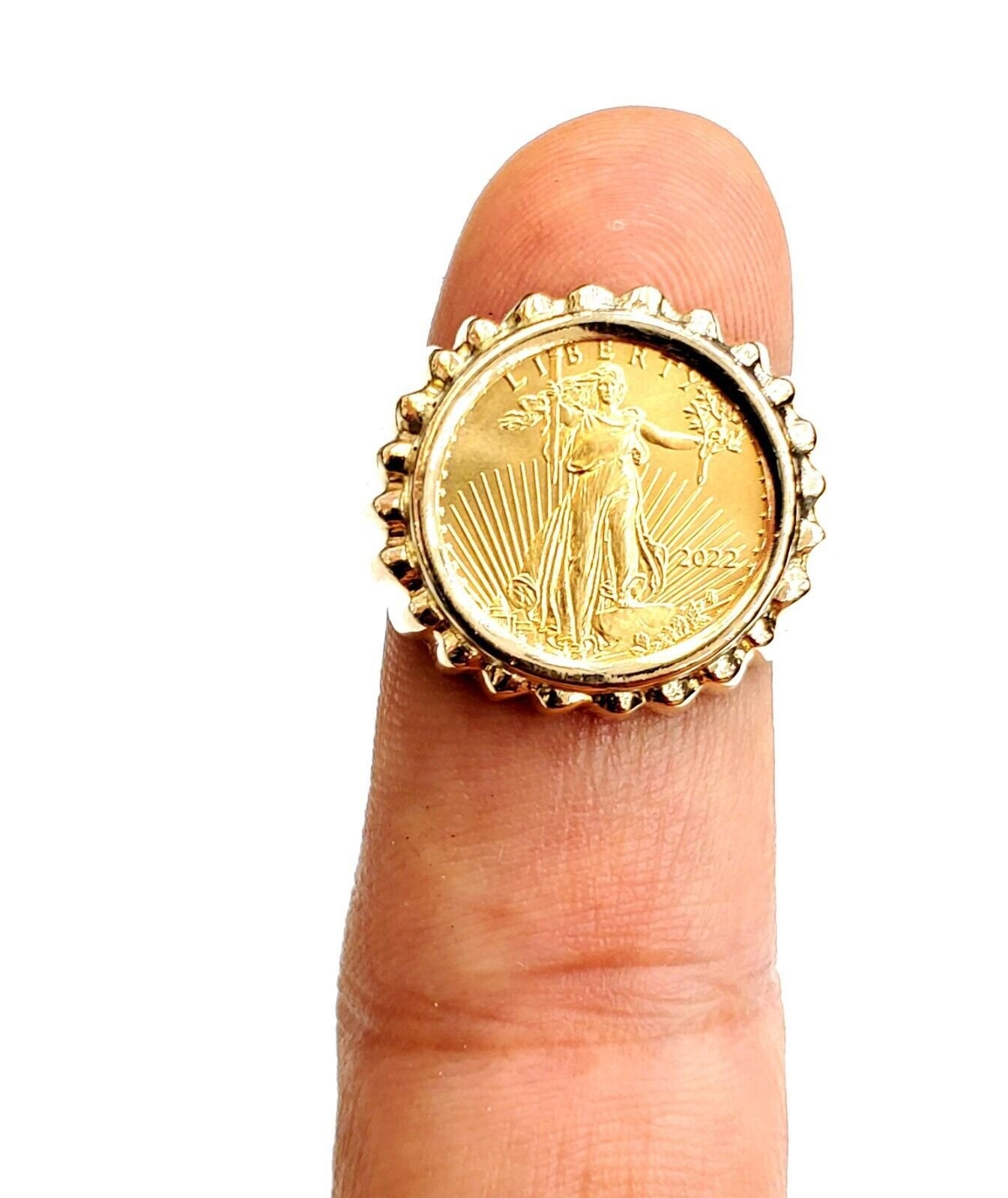 14K Gold Men's Coin Ring Size 9.75 15.5g 5 Dollars 1/10 Oz 22k American ...