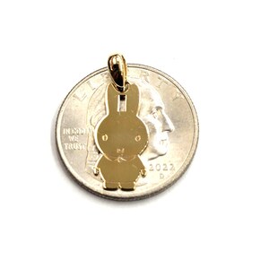 14k yellow Gold Miffy Rabbit Bunny animal Pendant charm Gift fine jewelry 1.1g image 3