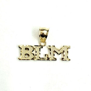 New 10k yellow gold BLM black lives matter pendant charm fine gift unisex 1.6g