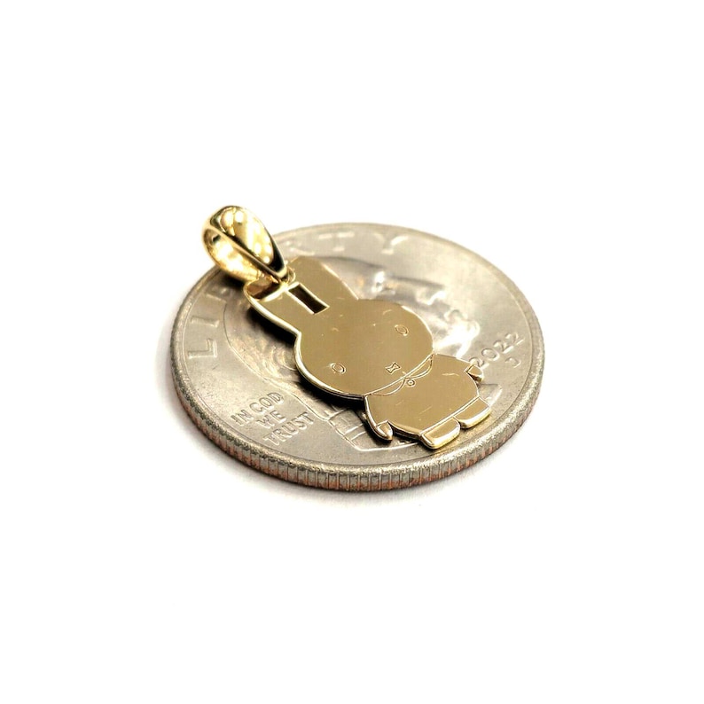 14k yellow Gold Miffy Rabbit Bunny animal Pendant charm Gift fine jewelry 1.1g image 6