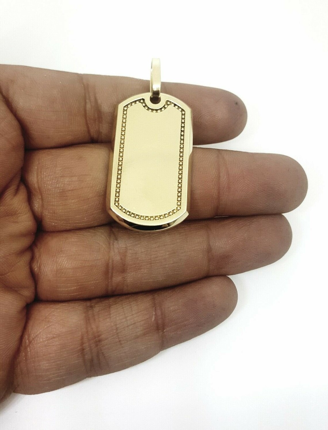 Real 10k Yellow Gold Solid Dog Tag Pendant Charm Shiny Fine Etsy