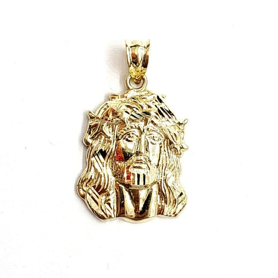 Solid 10k Rose Gold Jesus Face Charm Pendant - 0.92 Inch Religious Jewelry - View #11