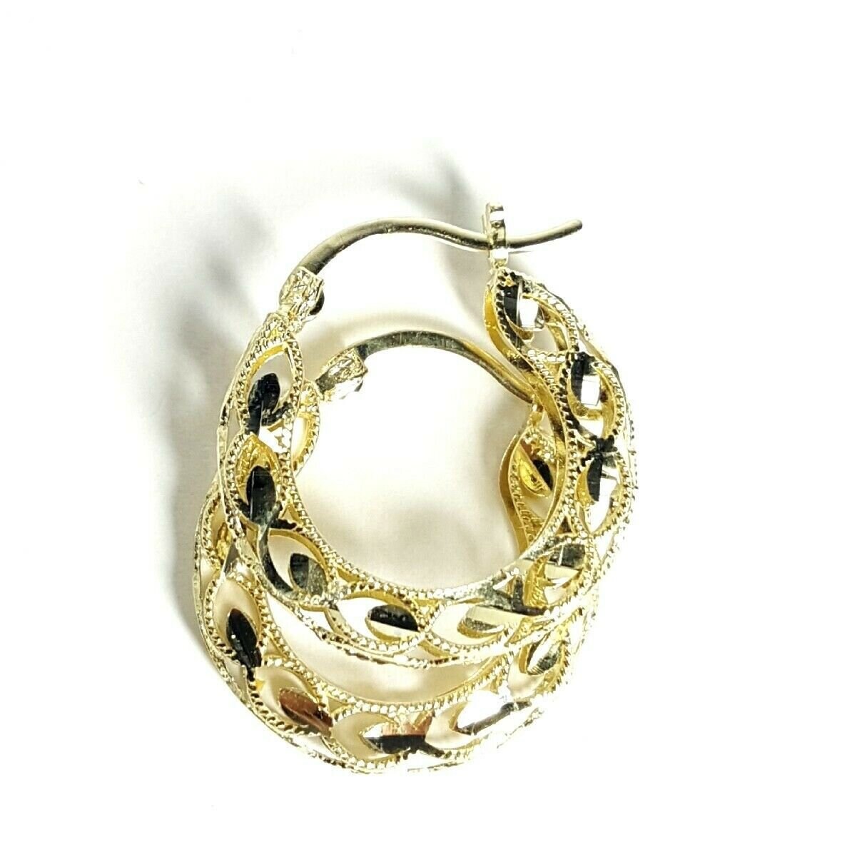 10K Gelbgold Original Diamant 3 Reihen Mini Reifen Ohrringe 0.60