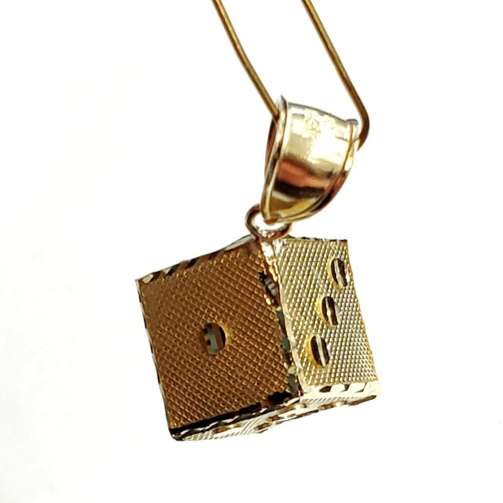 10k yellow Gold 3D dice Pendant charm diamond cut gamble Vegas Etsy