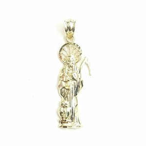 10k yellow gold Santa muerte holy death Pendant fine gift jewelry unisex 1.6g