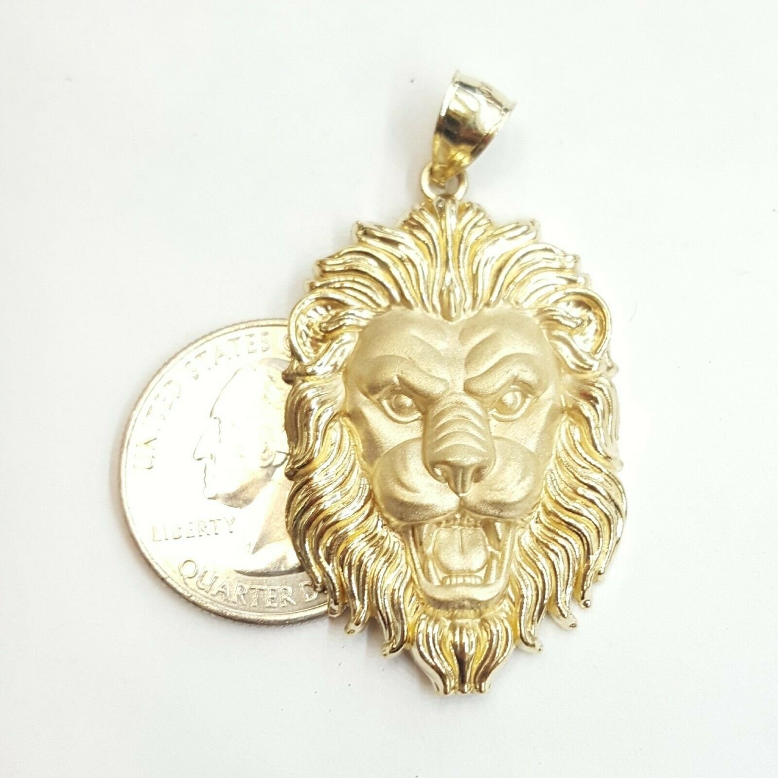 14k yellow solid Gold lion leo head face zodiac Pendant charm | Etsy
