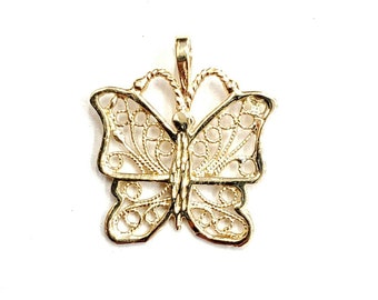 Sterling Silver 7 4.5mm Charm Bracelet With Attached Small Filigree Butterfly Insect Charm Sterling Silver 7 4.5mm Charm Bracelet With Attached Small Filigree Butterfly Insect Charm