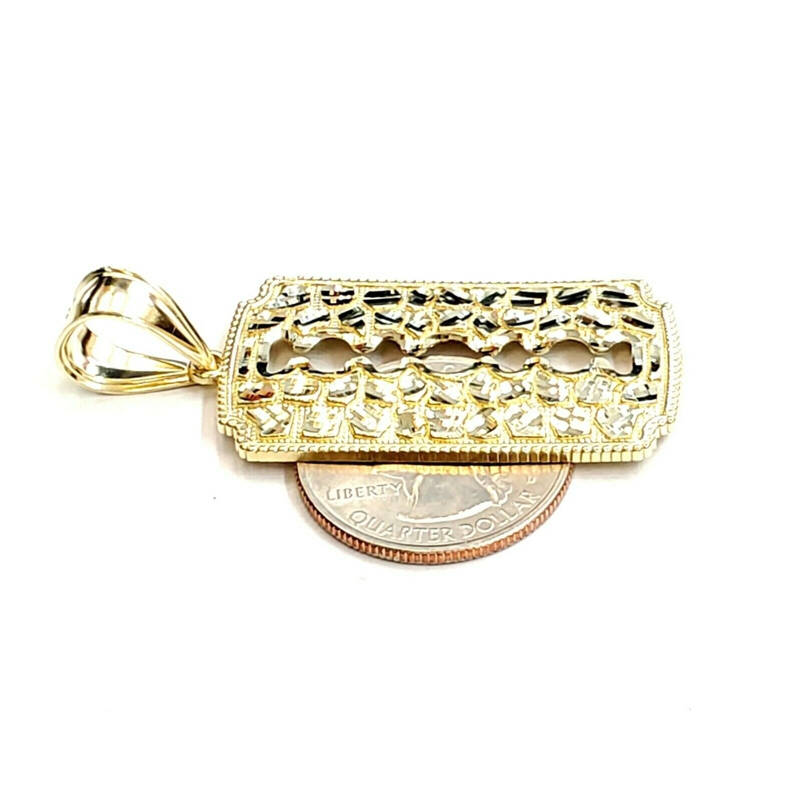10k Yellow Gold Nugget Razor Blade Pendant Charm Diamond Cut Fine ...