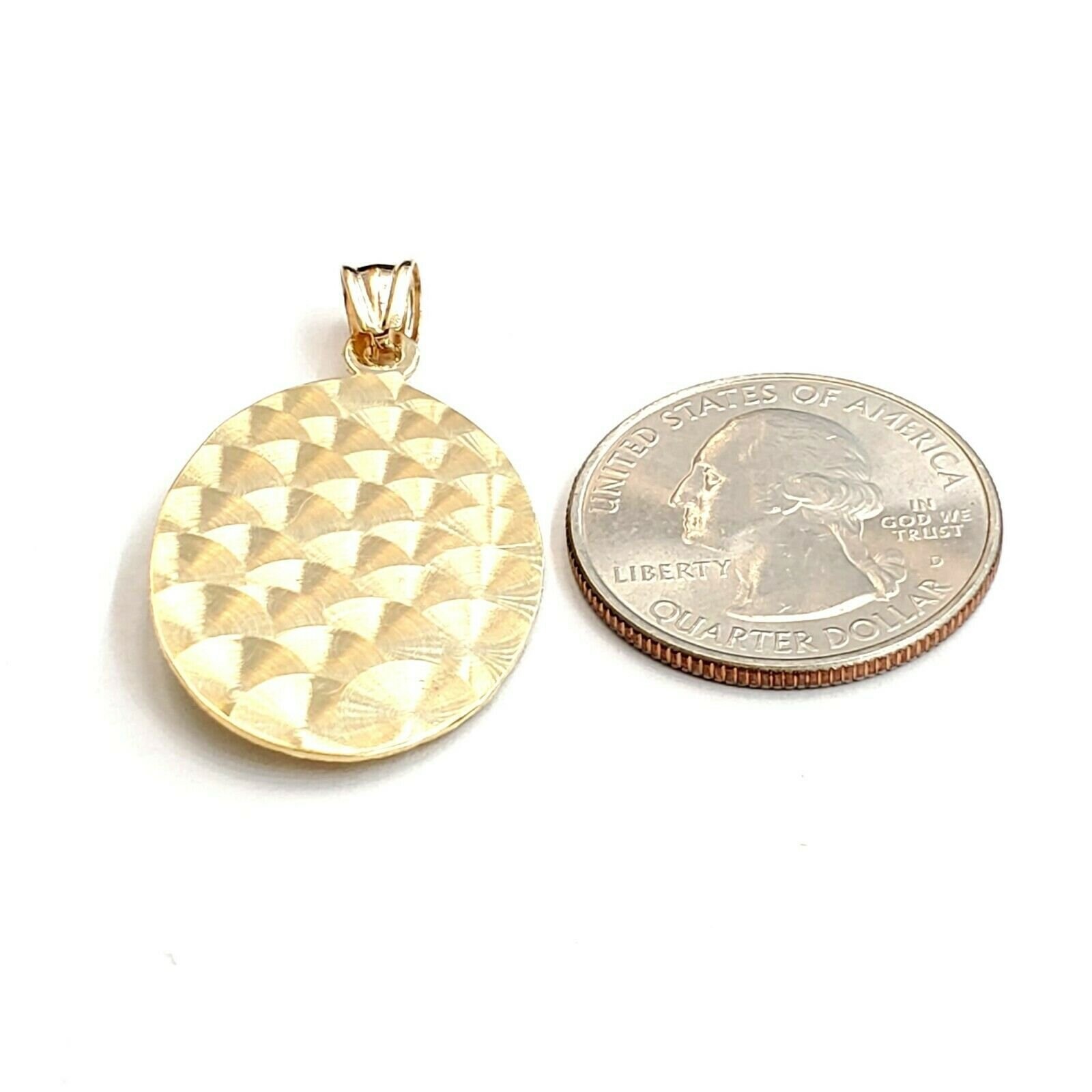14k Yellow Gold Oval Virgin Mary Guadalupe Religious Pendant Diamond ...