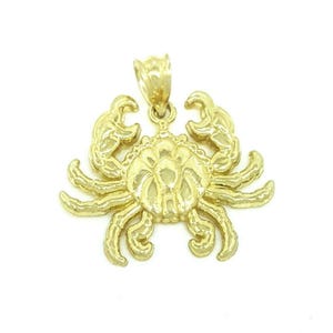 10k yellow gold cancer crab full body pendant charm zodiac sign gift 2.2g