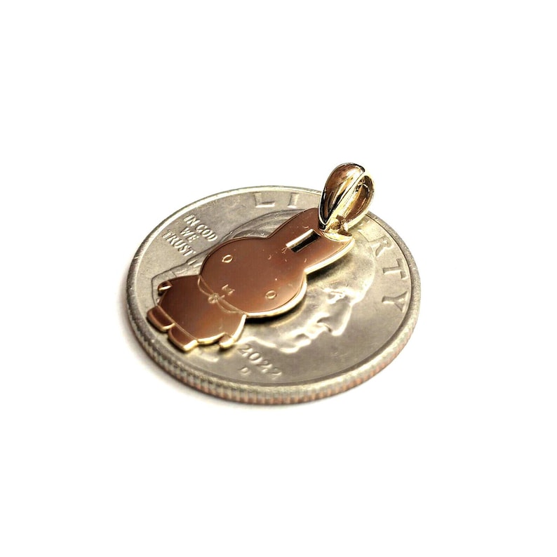 14k yellow Gold Miffy Rabbit Bunny animal Pendant charm Gift fine jewelry 1.1g image 5