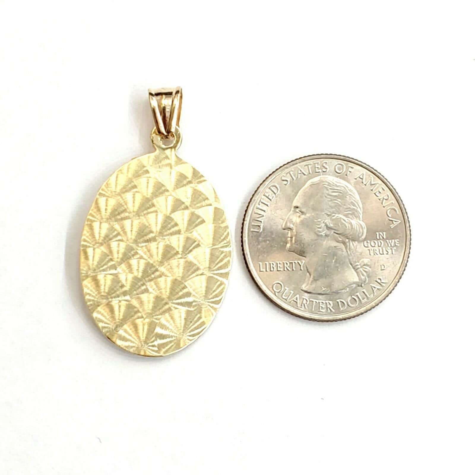 14k Yellow Gold Oval Virgin Mary Guadalupe Religious Pendant Diamond ...