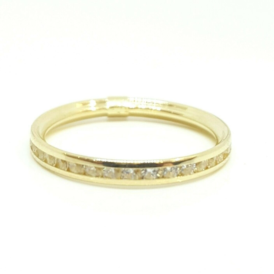 14k Yellow Gold Eternity Wedding Stackable Endless Band Cubic Zirconia ...