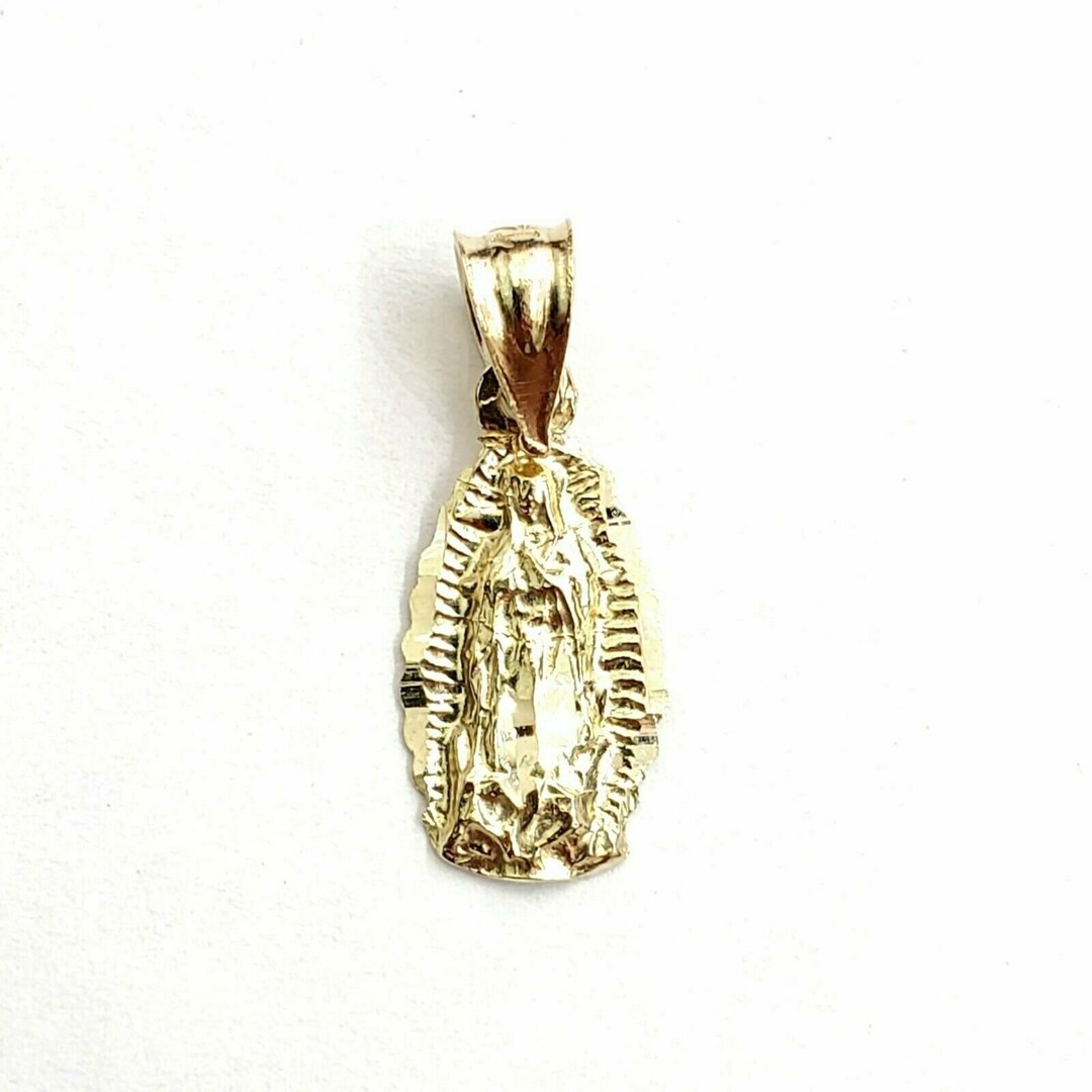 Pendentif Vierge Marie De Guadalupe En Or 14k Ovale - Avec Zirconium Cube - 1.3g Neuf Avec étiquettes