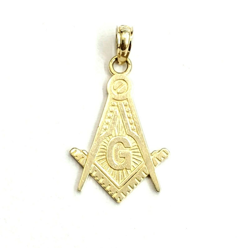 New 10k yellow Gold Freemason Masonic religious Pendant charm fine jewelry 1g