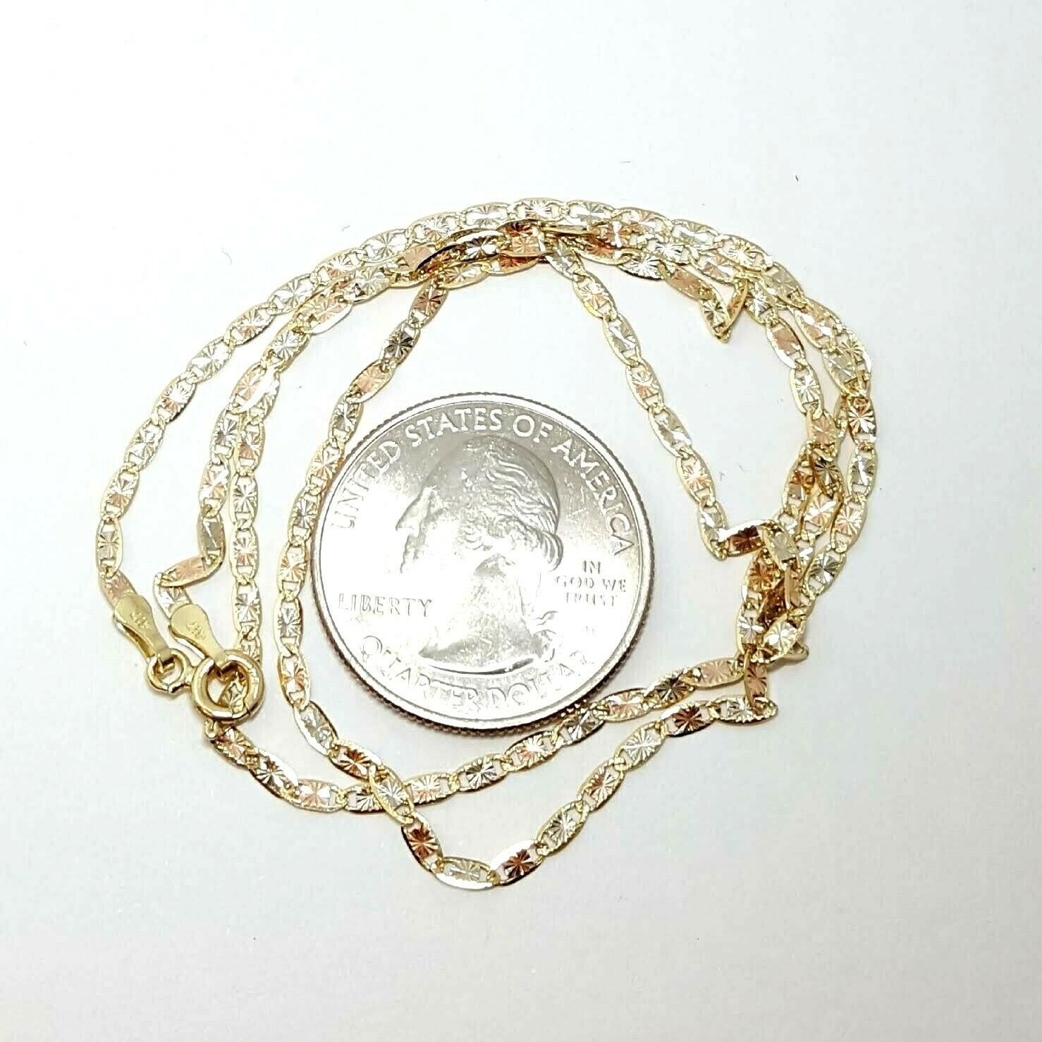 New 10K tri color gold 2mm valentino chain Necklace fine gift | Etsy