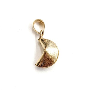 14k yellow gold Fortune cookie pendant lucky charm gift for her fine jewelry 2g