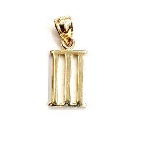 New 14KT Yellow Gold Solid Roman number 3 Pendant charm gift Fine Jewelry 1.3g