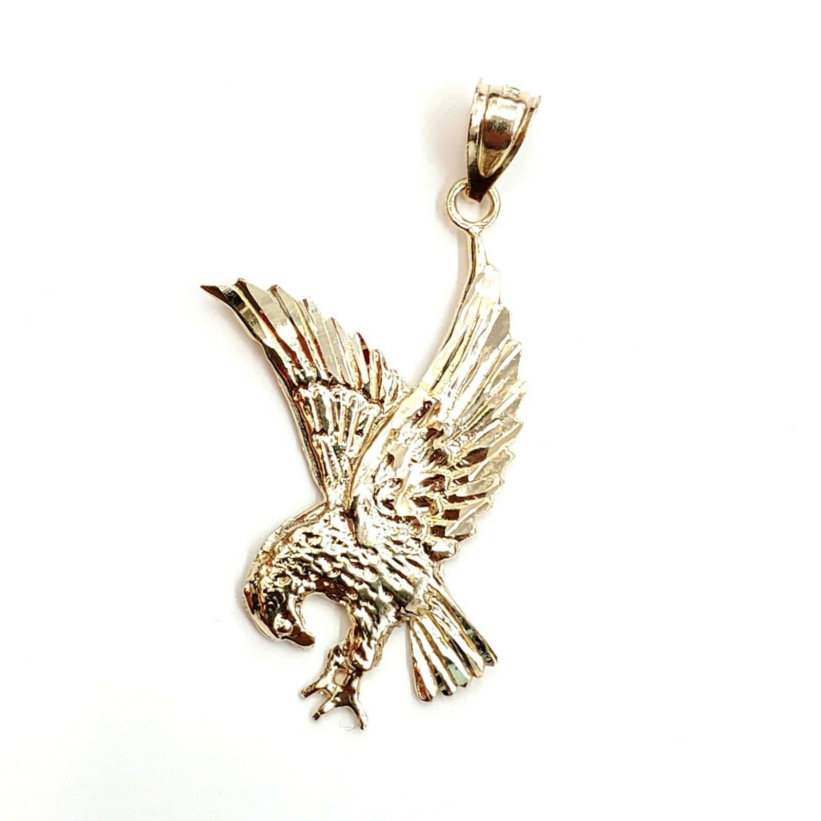 14k Yellow Gold Eagle Pendant Charm Gift Fine Jewelry Unisex Etsy