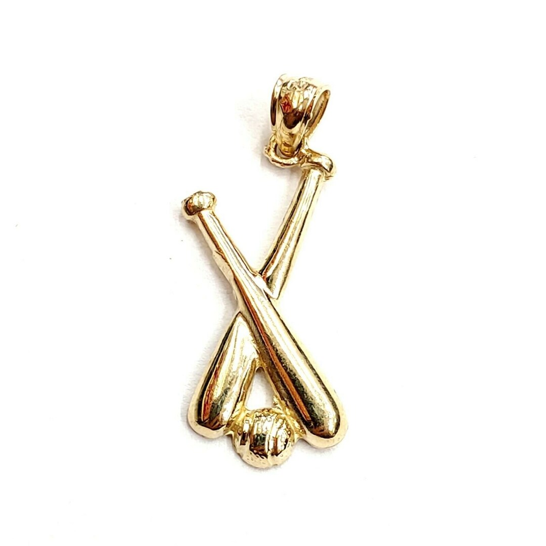 New 14k Yellow Gold Baseball Bat Pendant Charm Sport Game Fine Jewelry