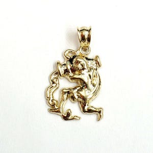 10k yellow solid Gold Aquarius zodiac astrology Pendant charm fine jewelry 1.6g