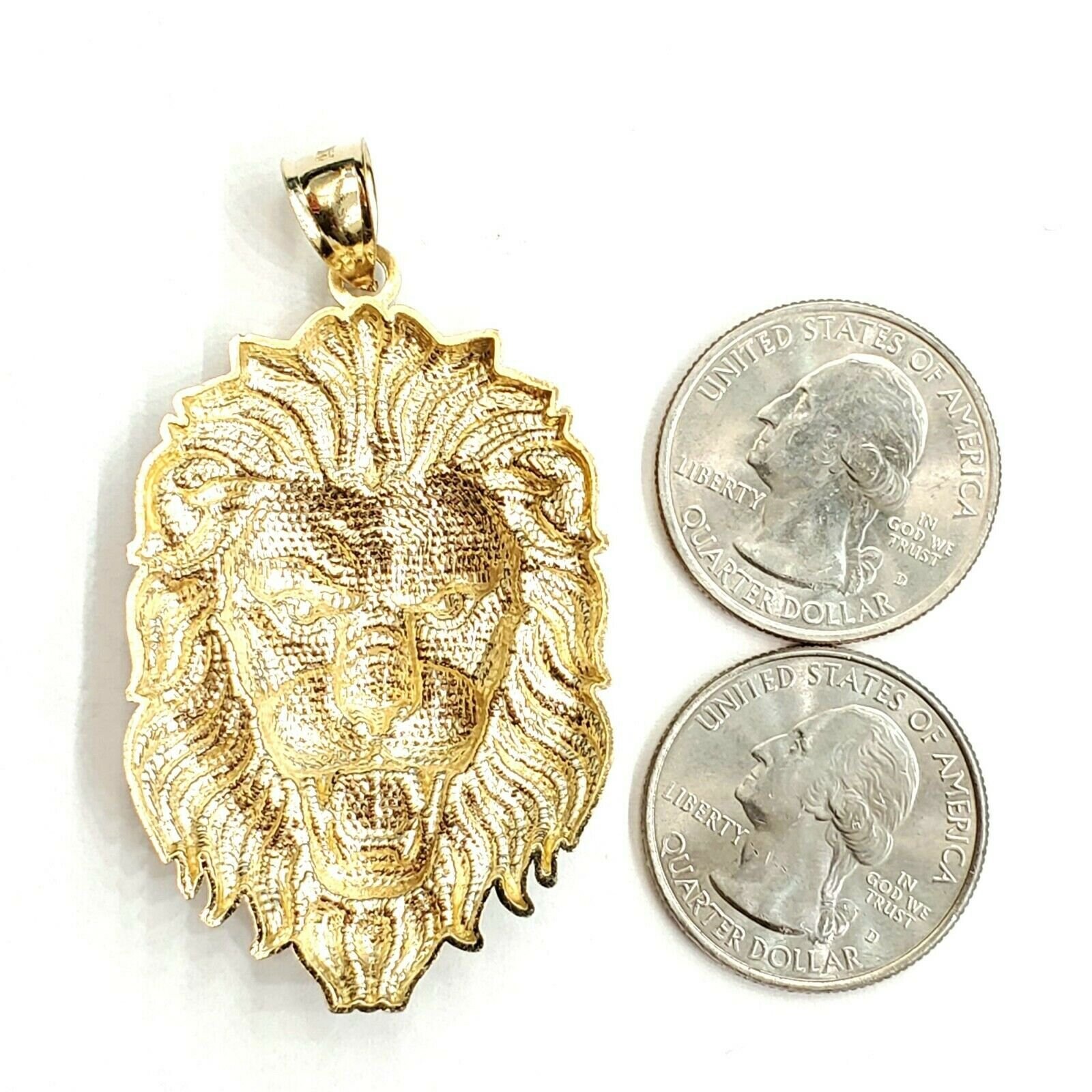 14k yellow solid Gold lion Leo head face zodiac Pendant charm Etsy