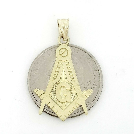 10k Yellow Gold Freemason Round Masonic Bail Pendant Necklace 10k Yellow Gold Freemason Round Masonic Bail Pendant Necklace