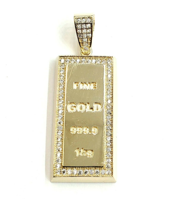 14k Yellow Gold 999.9 Fine Gold Bar Brick Bar 1kg Pendant Cubic