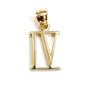 New 14KT Yellow Gold Solid Roman number 4 Pendant charm gift Fine Jewelry 1.1g
