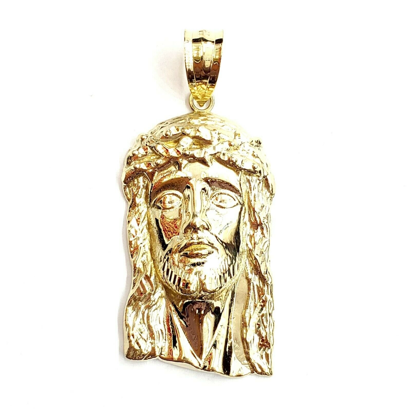 10k yellow gold Jesus face head pendant charm fine men's Etsy